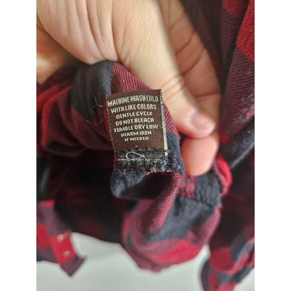 Mountain Ridge Button Down Flannel Shirt Red Black Plaid Long Sleeve Medium - Picture 5 of 7
